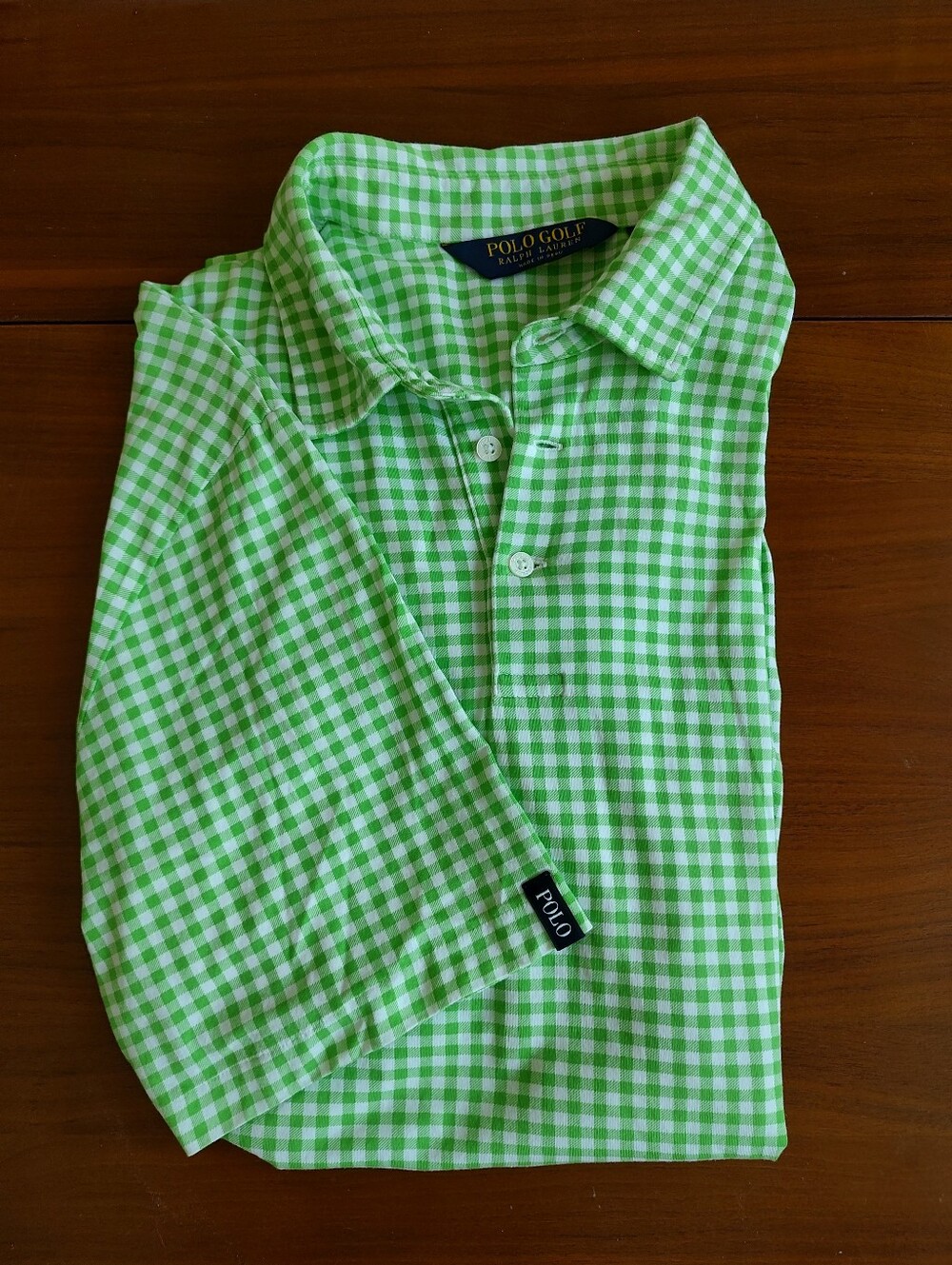 Ralph Lauren POLO GOLF Green And White Gingham Check Polo Shirt Large